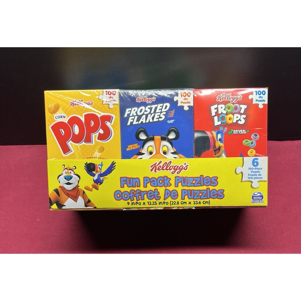 Spin Master Kellogg's Fun Pack Puzzles 6-100 PC Cereal Box Puzzles‎ - New-Sealed